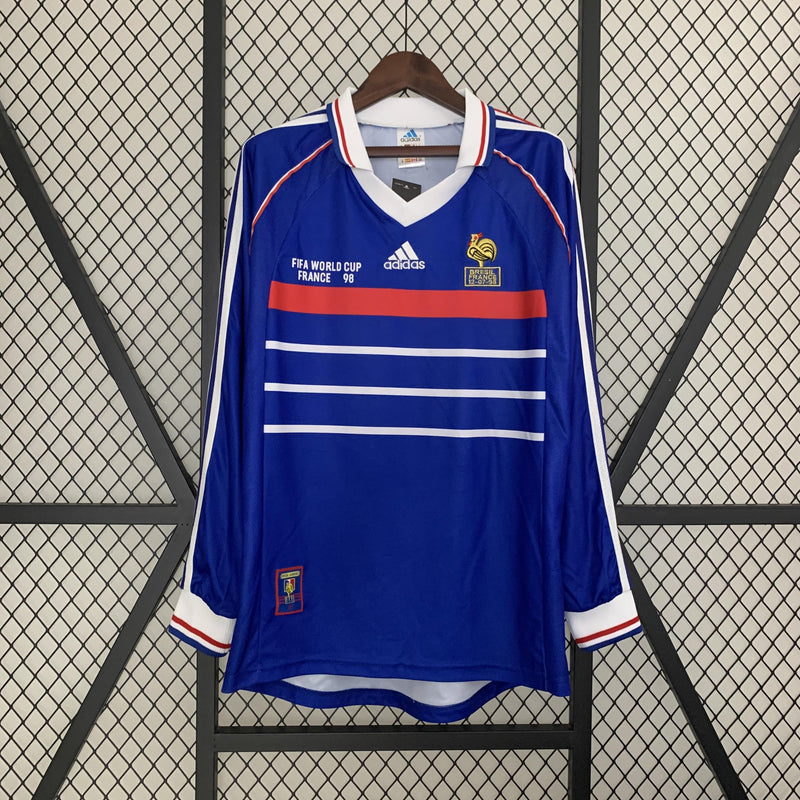 Camisa França 1998 Retro Manga longa